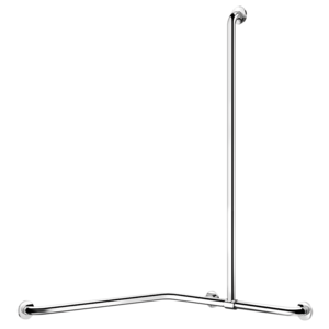 Barra de duche angular com barra vertical deslizante Inox brilhante