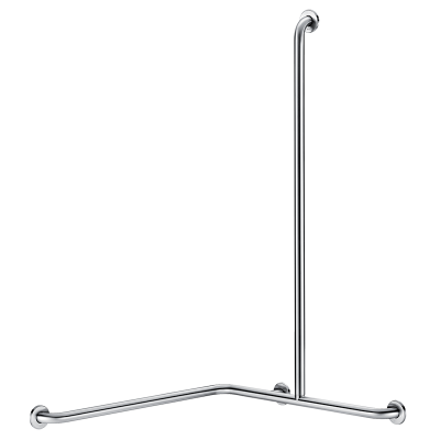 Barra de duche angular 2 paredes com barra vertical Inox satinado