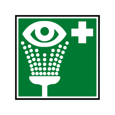 Placa sinálética para lava-olhos de emergência
