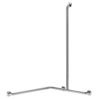 5481DS-Barra de duche angular 2 paredes com barra vertical inox satinado