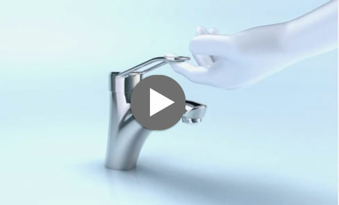Ergonomia : misturadora de lavatório com manípulo  compacto para uma fácil preensão