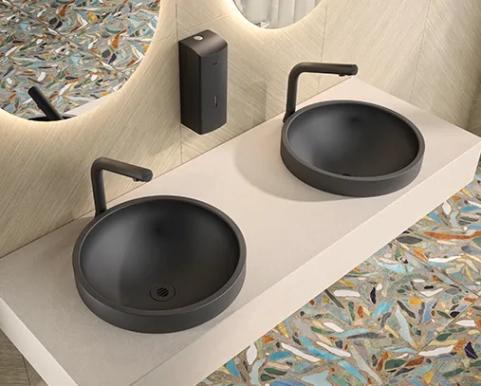 Lavatório de pousar preto RAVA, design sustentável e sofisticado