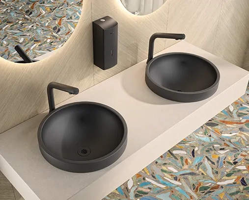 Lavatório de pousar preto RAVA, design sustentável e sofisticado